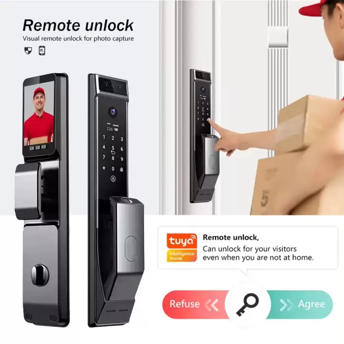Glomarket Face Recognition Smart Door Lock With Camera Cerradura Inteligente Tuya Wifi Smart Fingerprint Digital Lock — image 3