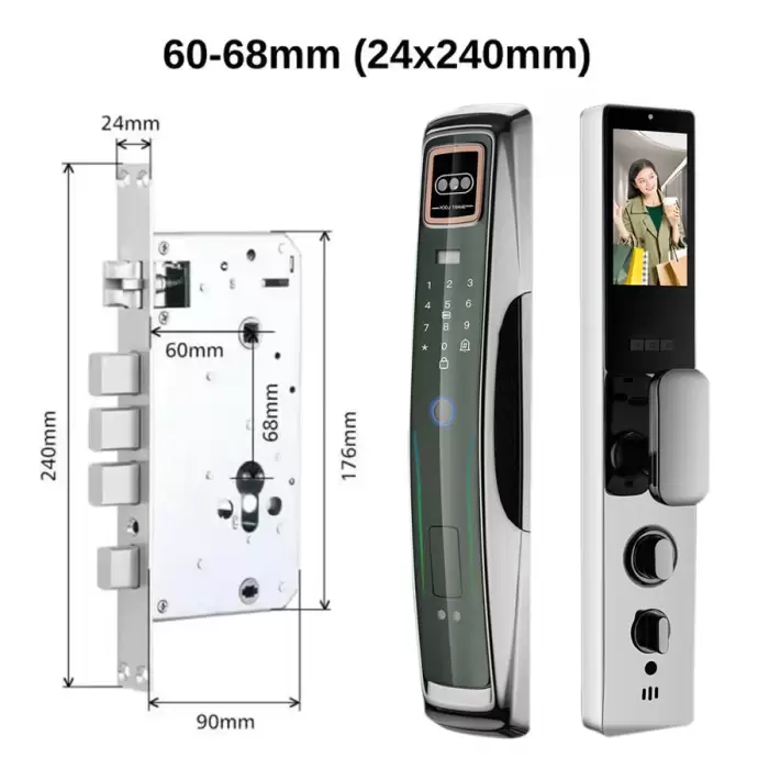 Glomarket Electric Biometric Video Intercom 3d Face Recognition Fingerprint Lock Intelligent Camera Door Lock for Wooden Doors — image 7