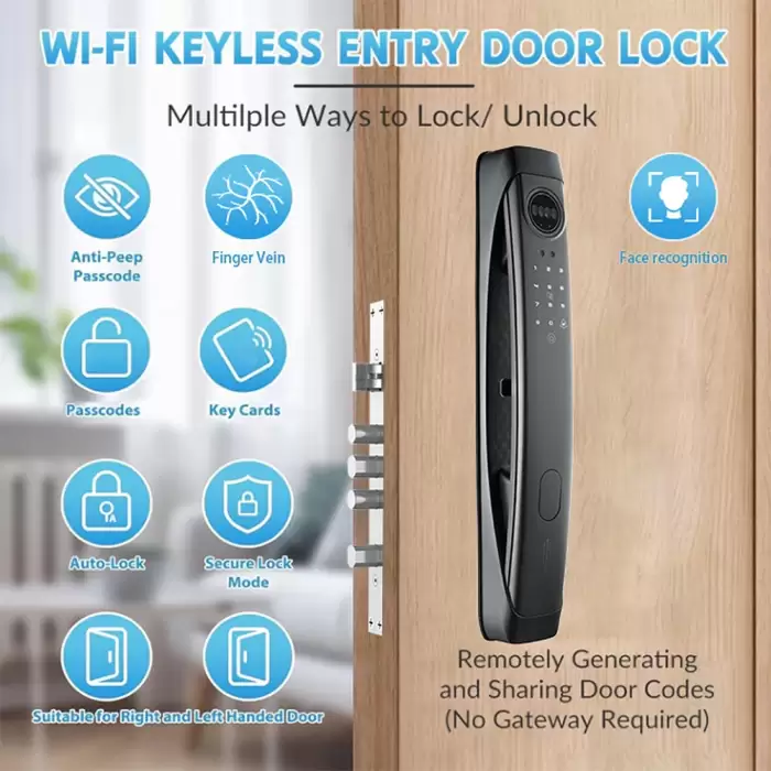 Glomarket 3d Face Recognition Digital Automatic Electronic Fingerprint Biometric Lock Cerradura Wifi Smart Lock — image 3