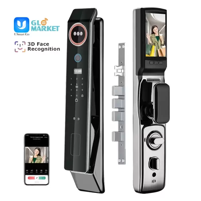 Glomarket Factory Price Wifi App Smart Door Lock With Face Recognition Biometric Fingerprint Cerradura Support Intercom Function — image 2
