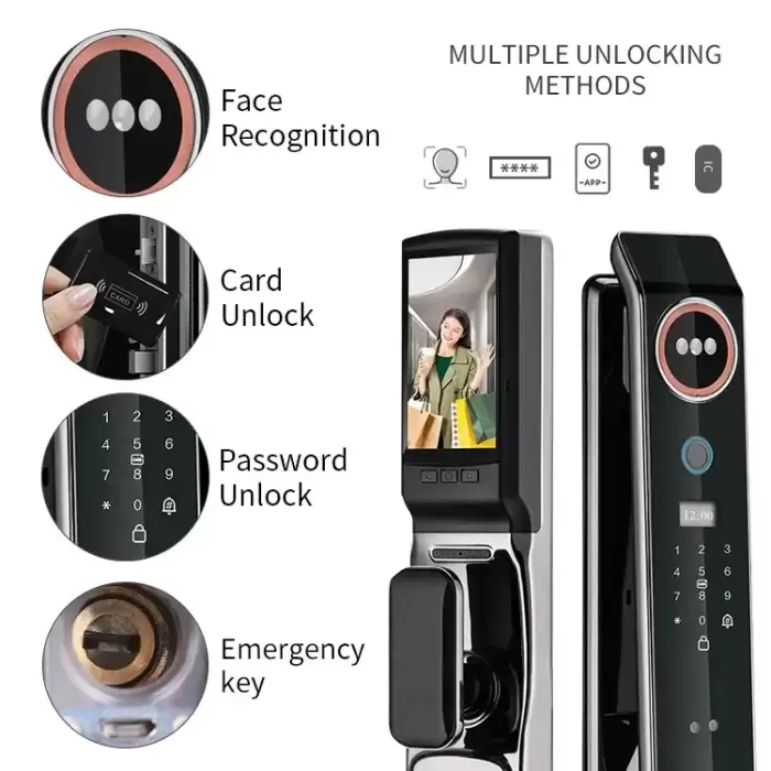 Glomarket Factory Price Wifi App Smart Door Lock With Face Recognition Biometric Fingerprint Cerradura Support Intercom Function — image 3