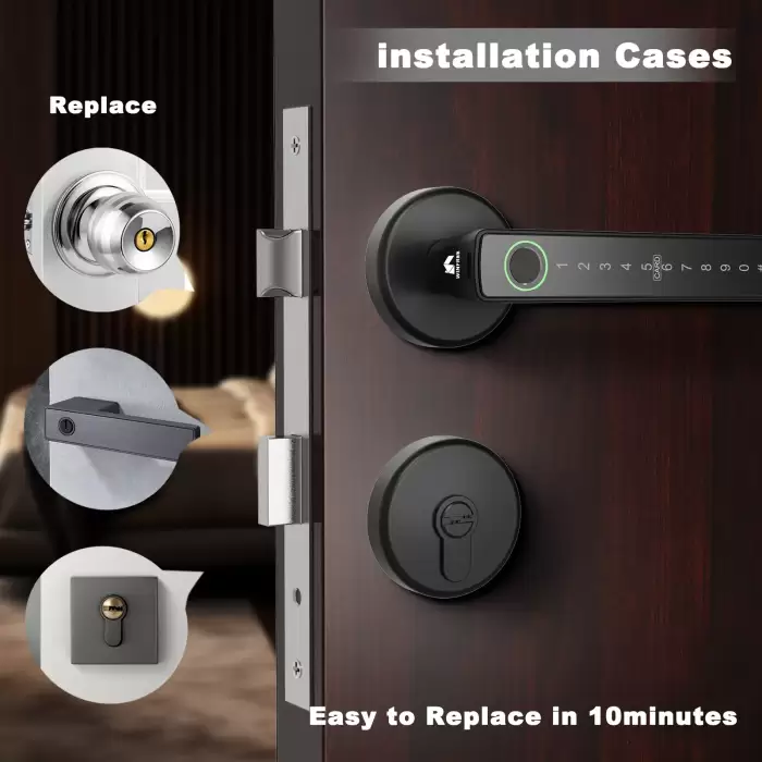 WINFREE SMART Interior Wooden Door Lock, Tuya Bluetooth Smart Key Lock, Smart Card Passcode Fingerprint Keyless Lock — image 3
