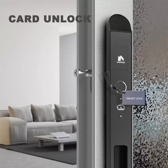 WINFREE Smart Key Pad Fingerprint Sliding Door Tuya Bluetooth Smart Lock Work with Google Home or Alexa Smart Home — image 4