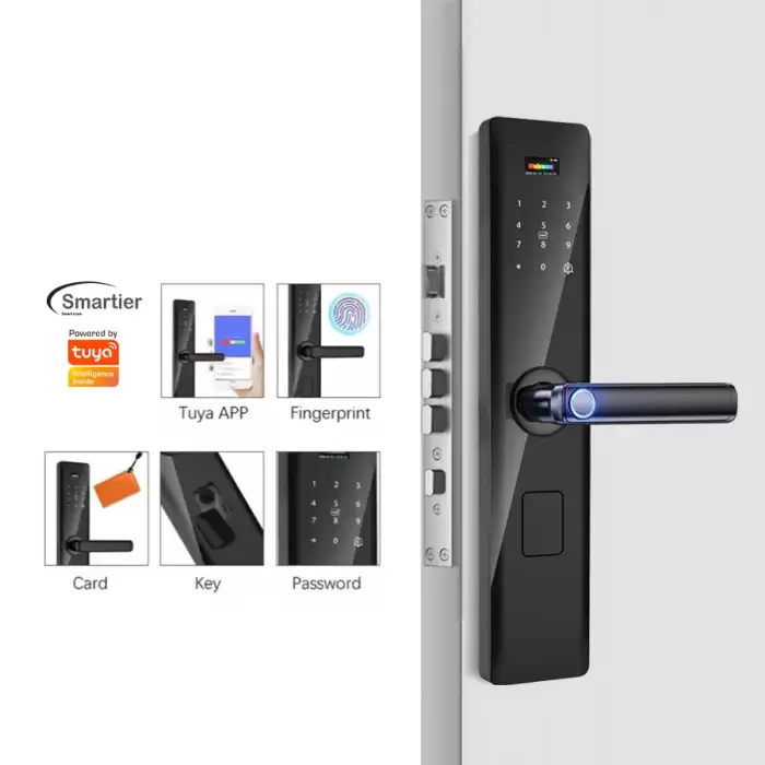 Glomarket Tuya Smart Security Digital Door Lock Biometric Fingerprint Handle Smart Lock Hotel Apartment Room Lock Factory Price — image 3