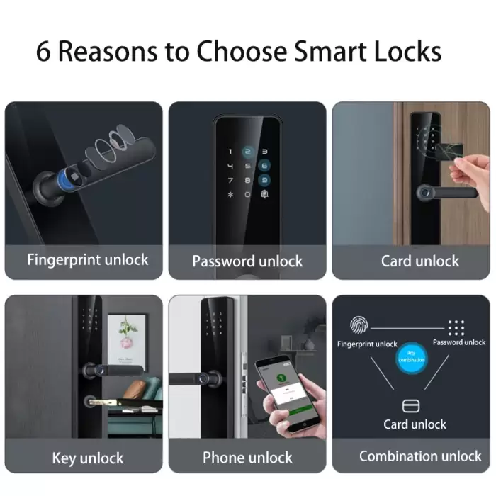 Glomarket Tuya Smart Security Digital Door Lock Biometric Fingerprint Handle Smart Lock Hotel Apartment Room Lock Factory Price — image 7