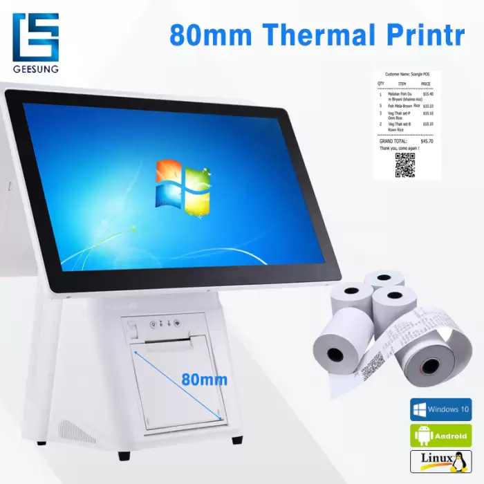 15.6 Inch Windows All In One Touch Dual Screen POS System Cash Register Machine With Printer — image 3