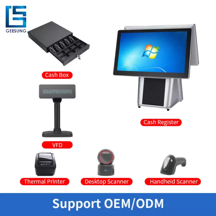 15.6 Inch Windows All In One Touch Dual Screen POS System Cash Register Machine With Printer — image 6
