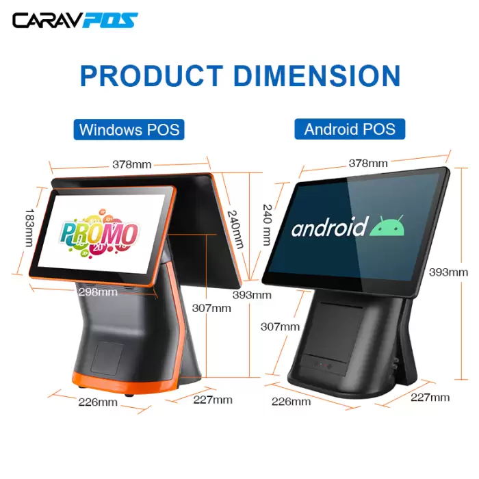 Carav 15.6 Inch All-in-One Capacitive Dual Touch Screen POS System — image 5
