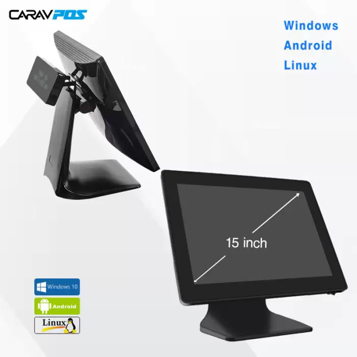 15inch Touch Screen Restaurant Ordering Cash Register Smart Windows All In One Retail POS Terminal System — image 3