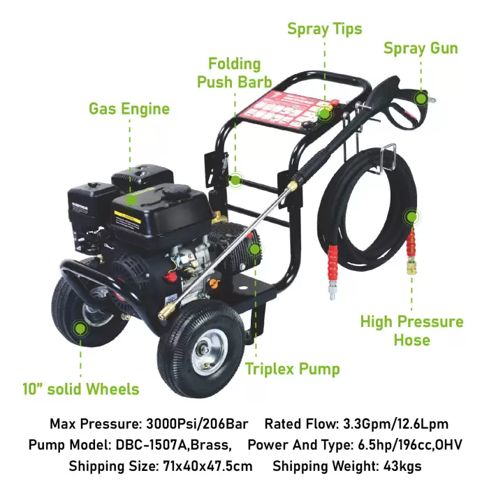 DANAU DCC-20/12A 3000psi 206bar Heavy Duty Power Washer High Pressure Cleaner — image 3