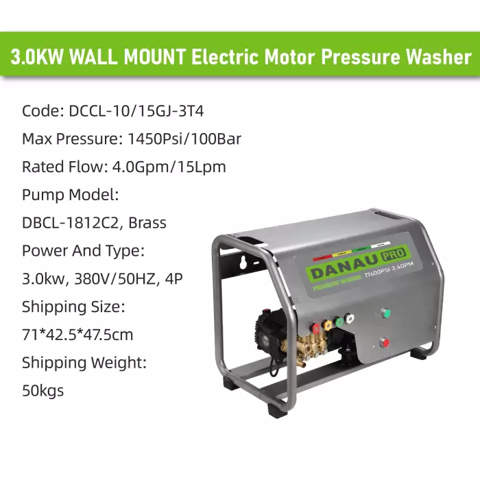 Wall-mounted High Pressure Car Washer 100bar Electric Motor Pressure Washer — image 2