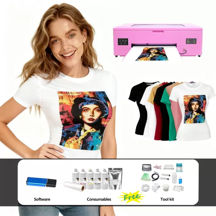 A3 Size Direct to Garment Epson UV DTF Printer with Drying Oven & Heat Press Machine — image 3