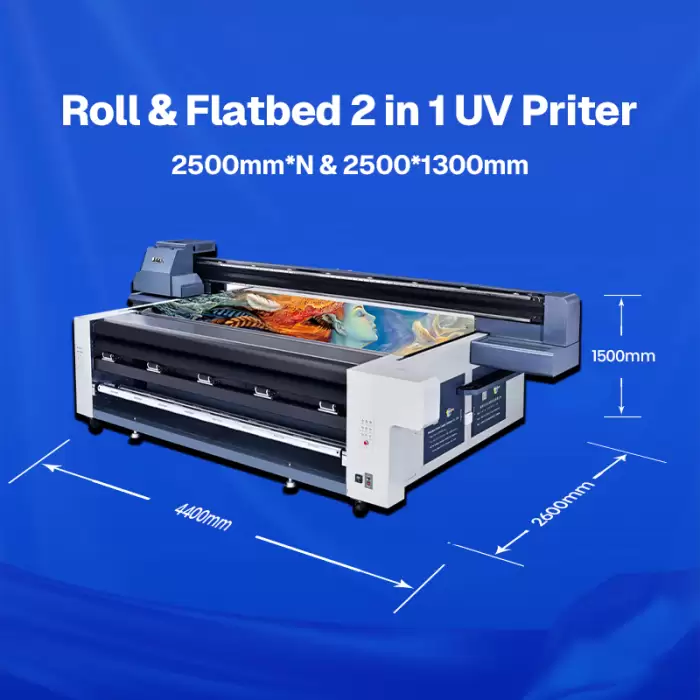 Hybrid UV Roll to Roll Advertising Flatbed All-in-One Ricoh Printhead Inkjet UV Printer — image 2