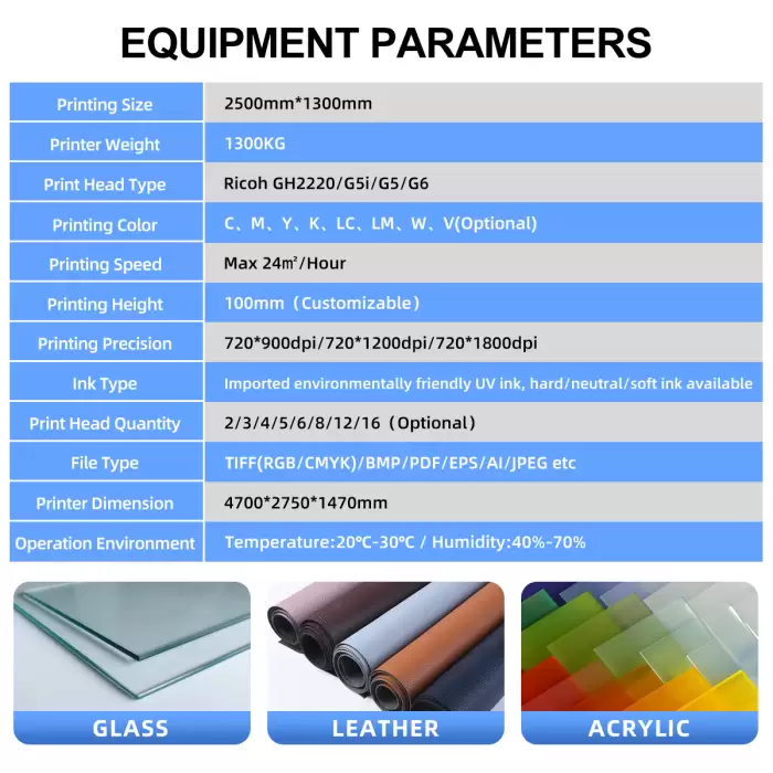 LK-2513 1.3m x 2.5m CMYK Colors Flatbed UV Printer for Glass — image 5