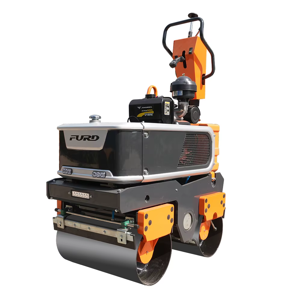 800kg Walk Behind Double Drum Vibratory Road Roller — image 3