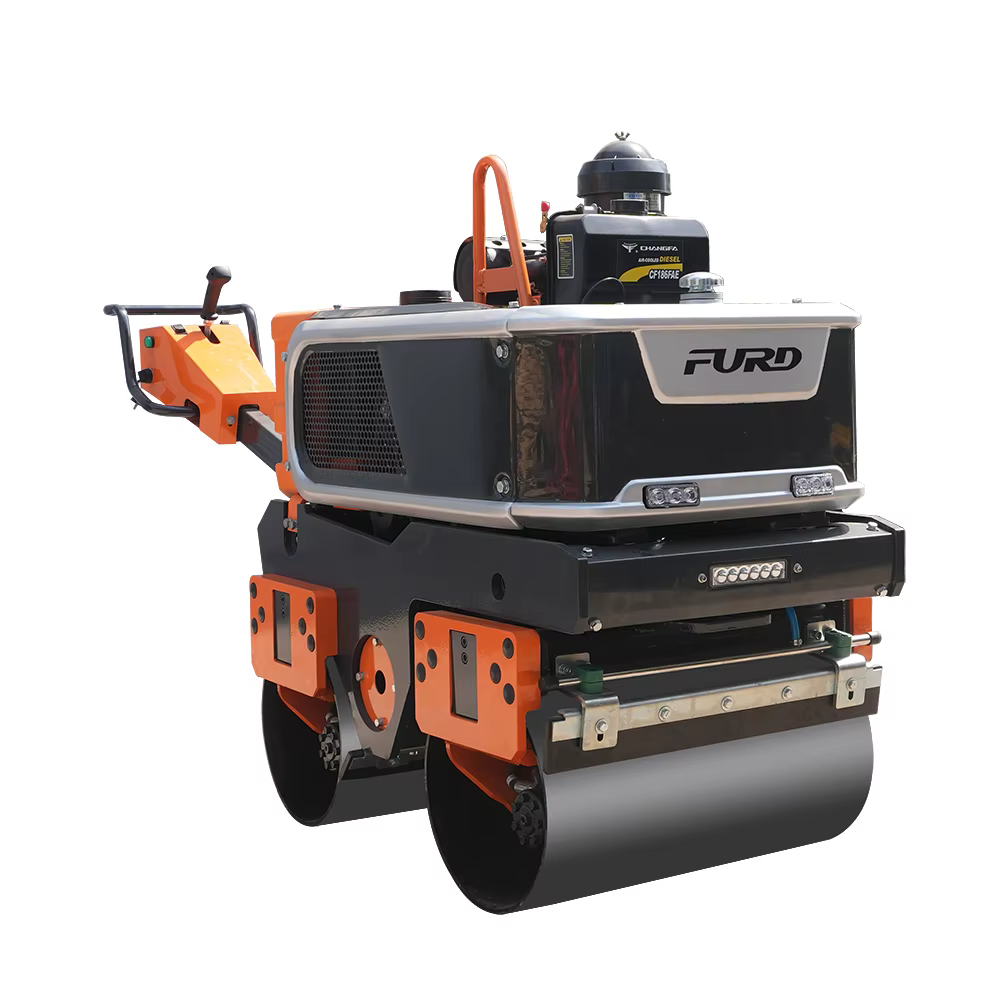 800kg Walk Behind Double Drum Vibratory Road Roller — image 5