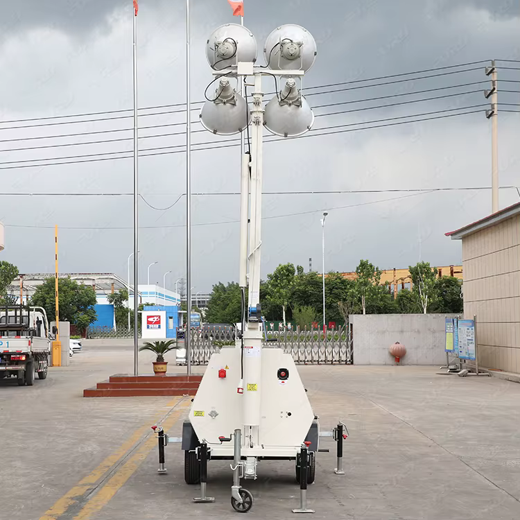 Construction Machine Trailer and Hand Push Telescopic Light Tower — image 2