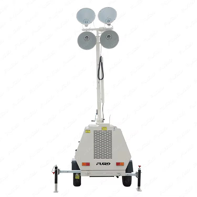 Construction Machine Trailer and Hand Push Telescopic Light Tower — image 3