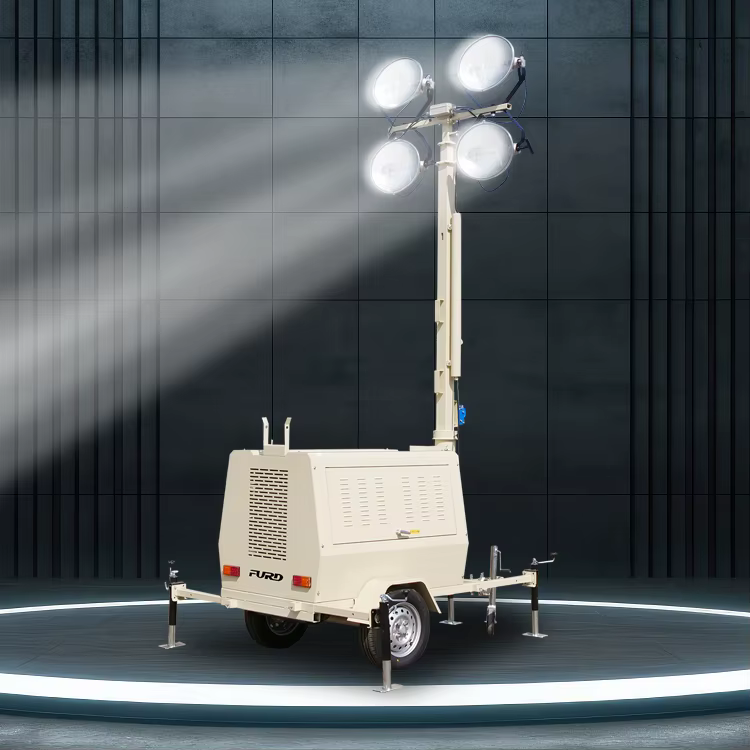 Construction Machine Trailer and Hand Push Telescopic Light Tower — image 5