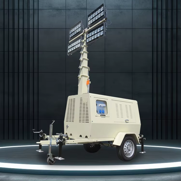 Construction Machine Trailer and Hand Push Telescopic Light Tower — image 6
