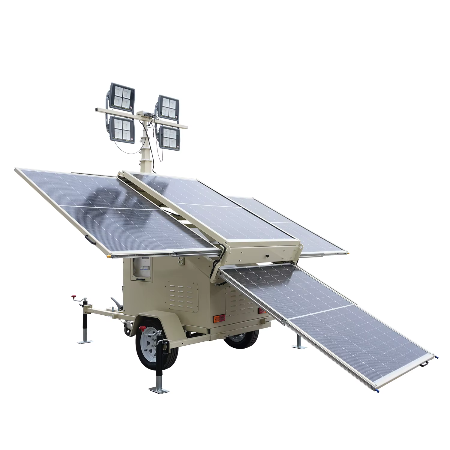 Large Portable Solar Light Tower with 4 Adjustable LED Lights — image 2