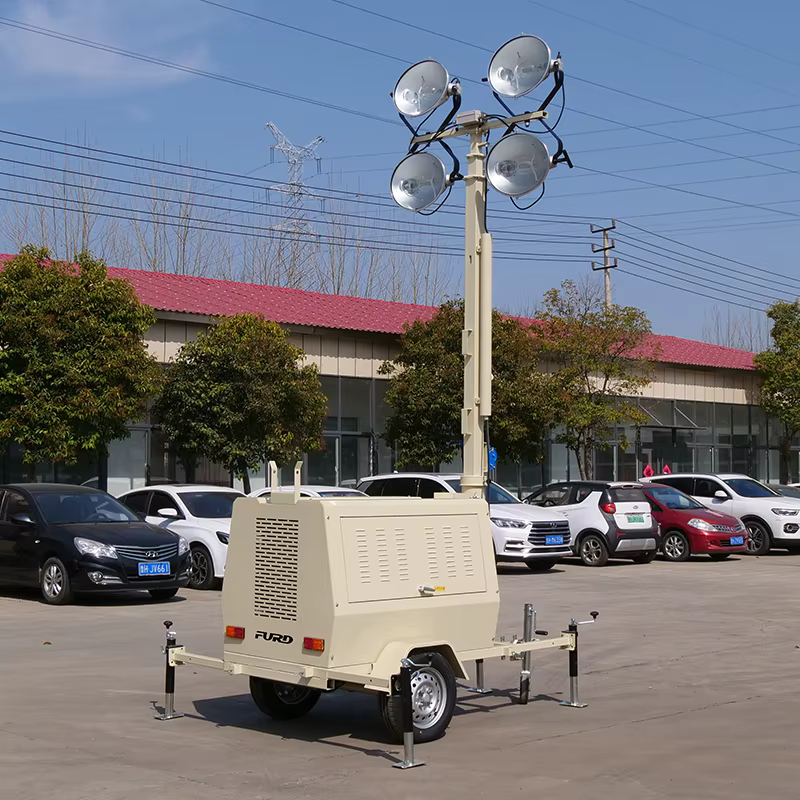 9m Hydraulic Lighting Tower Diesel Generator Engine Portable Metal Halide Lamp Light Tower — image 3