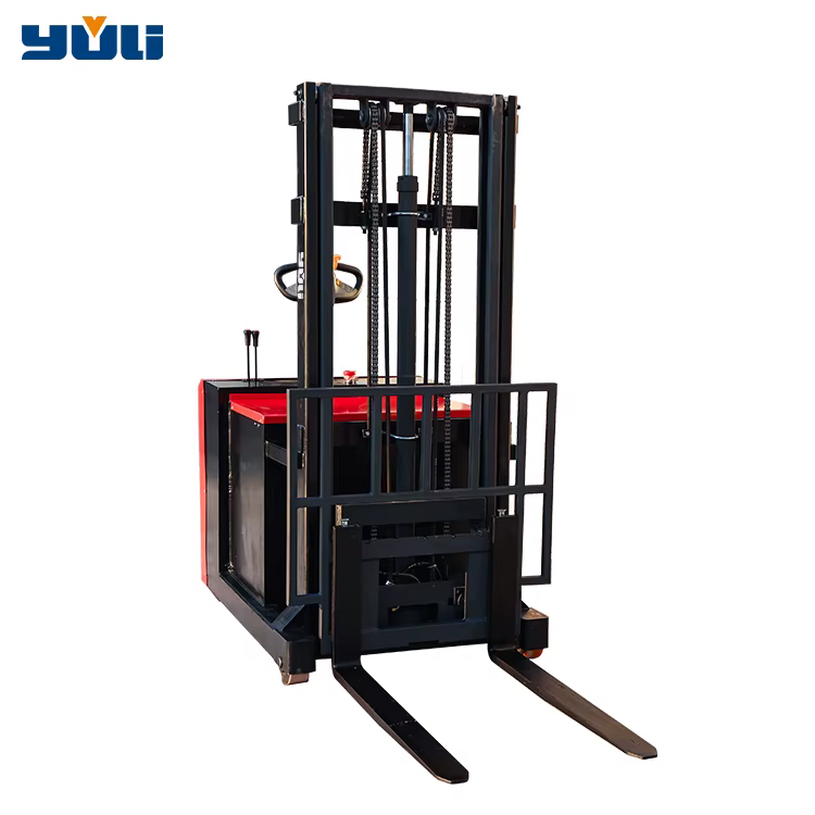 China Rider On Mast Forward Full Narrow Aisle Electric Forklift Stacker — image 2