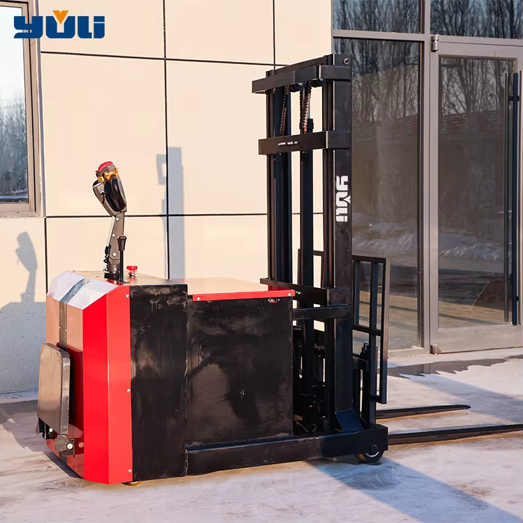 China Rider On Mast Forward Full Narrow Aisle Electric Forklift Stacker — image 3
