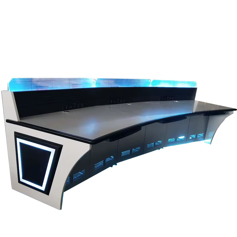 Aluminum Profile Wooden Desktop Monitoring Console Command Center Desk — image 2