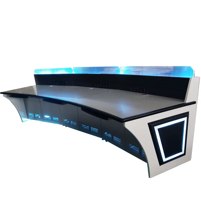 Aluminum Profile Wooden Desktop Monitoring Console Command Center Desk — image 3