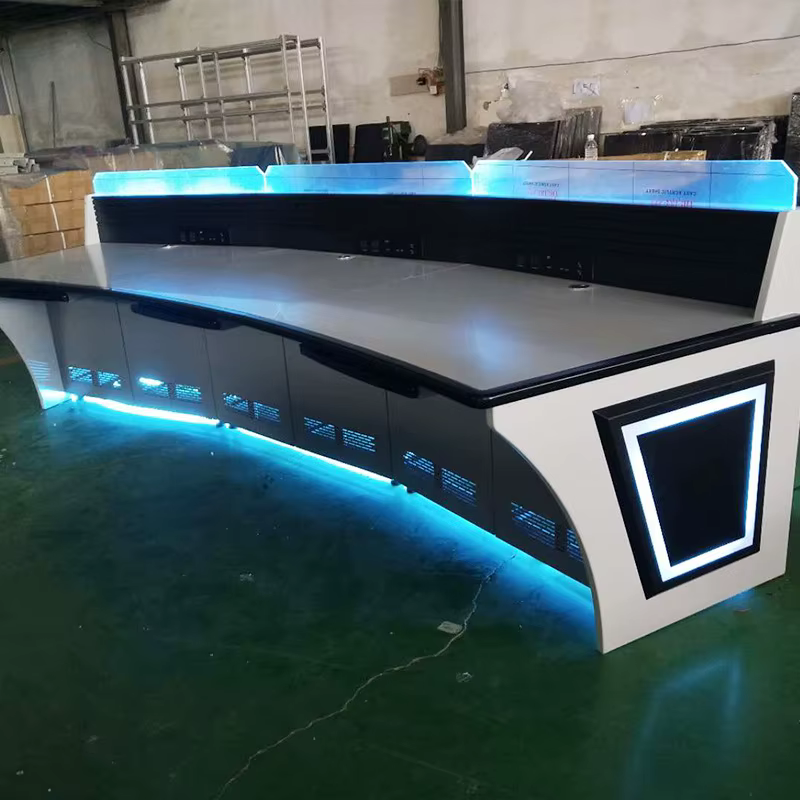 Aluminum Profile Wooden Desktop Monitoring Console Command Center Desk — image 4