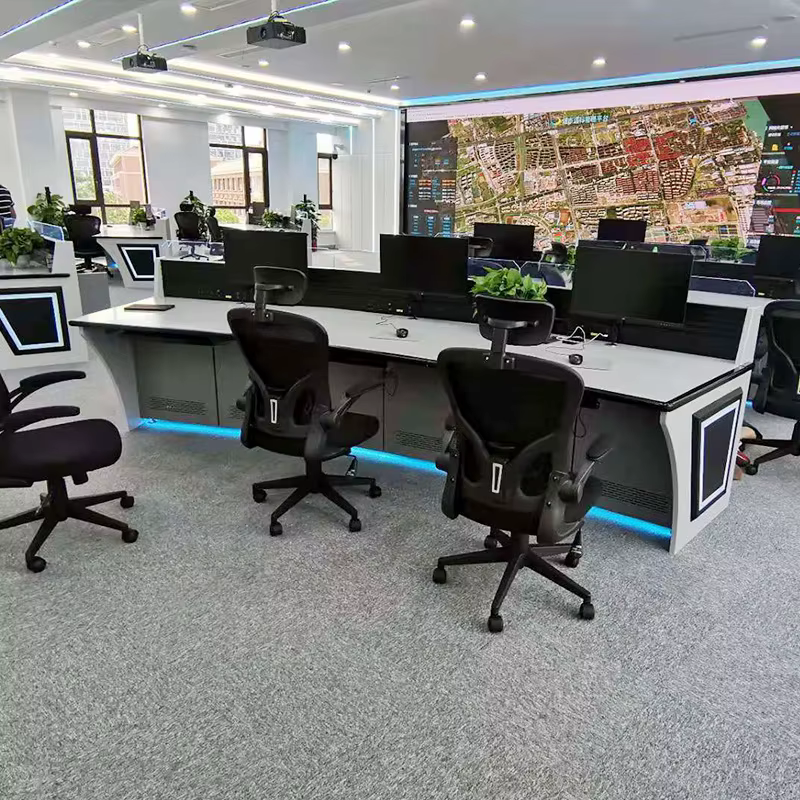 Aluminum Profile Wooden Desktop Monitoring Console Command Center Desk — image 5
