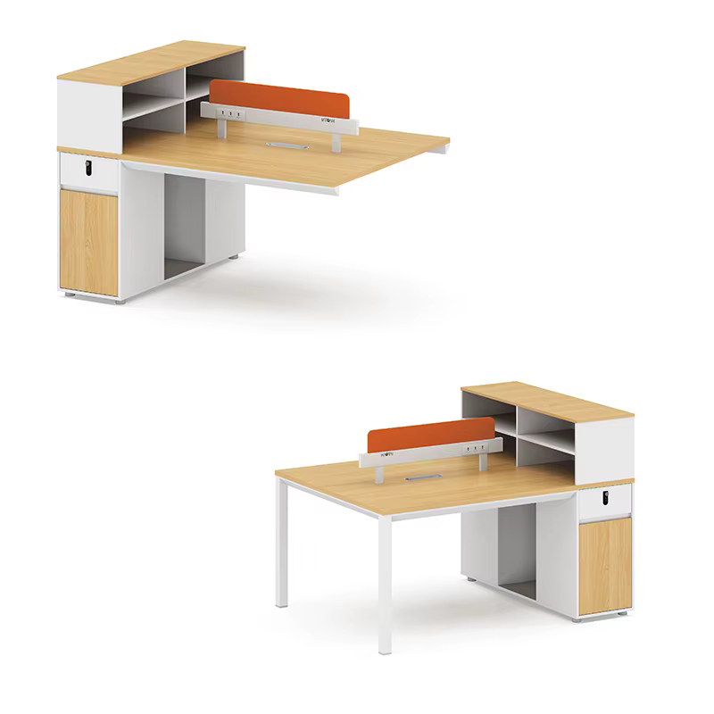 Modular 2-Person Office Workstation with Storage Cabinet — image 3