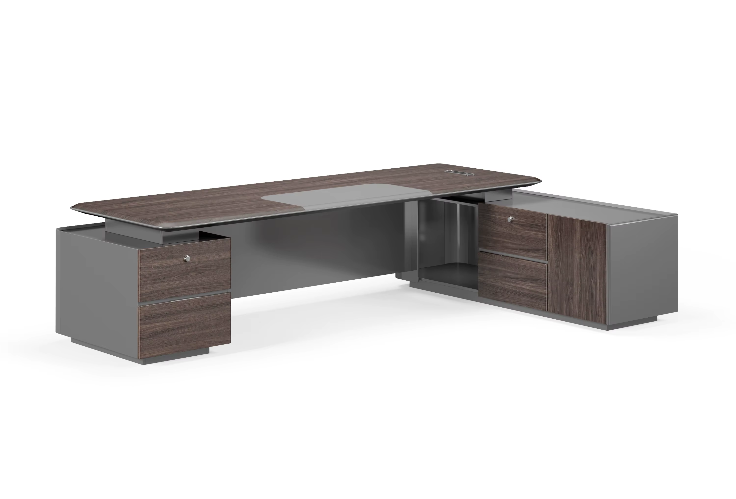 Luxury Dark Grey Wood Executive Office Desk — image 4