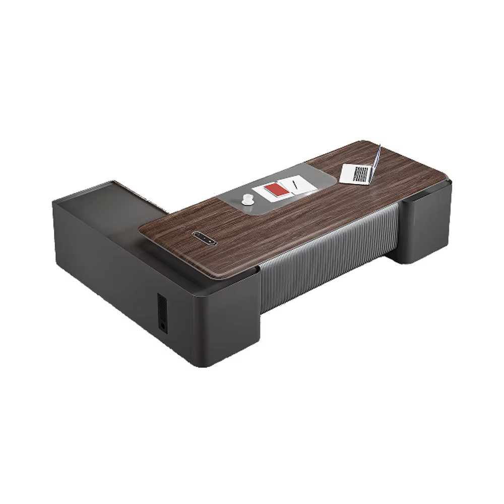 Luxury Dark Grey Wood Executive Office Desk — image 6