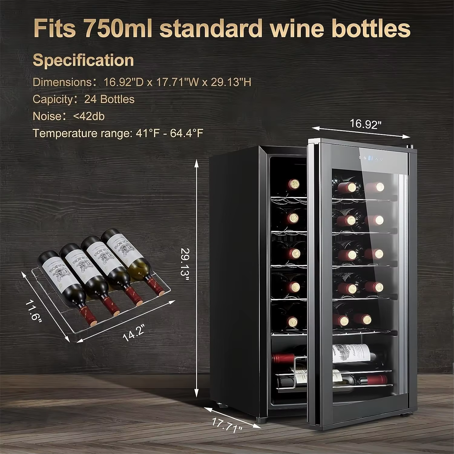 24 Bottle Built-In Cooler Cabinet Stainless Steel Wine Refrigerator — image 2
