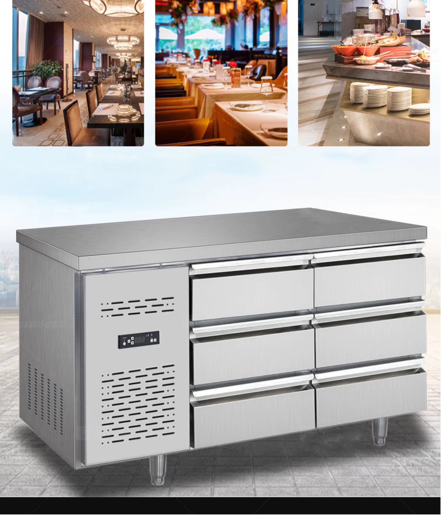 Special Design Drawer Freezer Work Table Counter Top Refrigerator — image 2