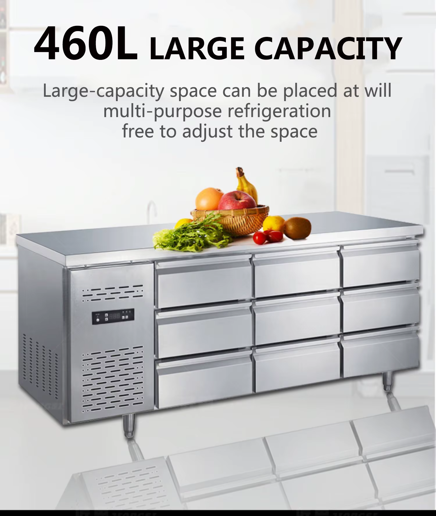 Special Design Drawer Freezer Work Table Counter Top Refrigerator — image 3