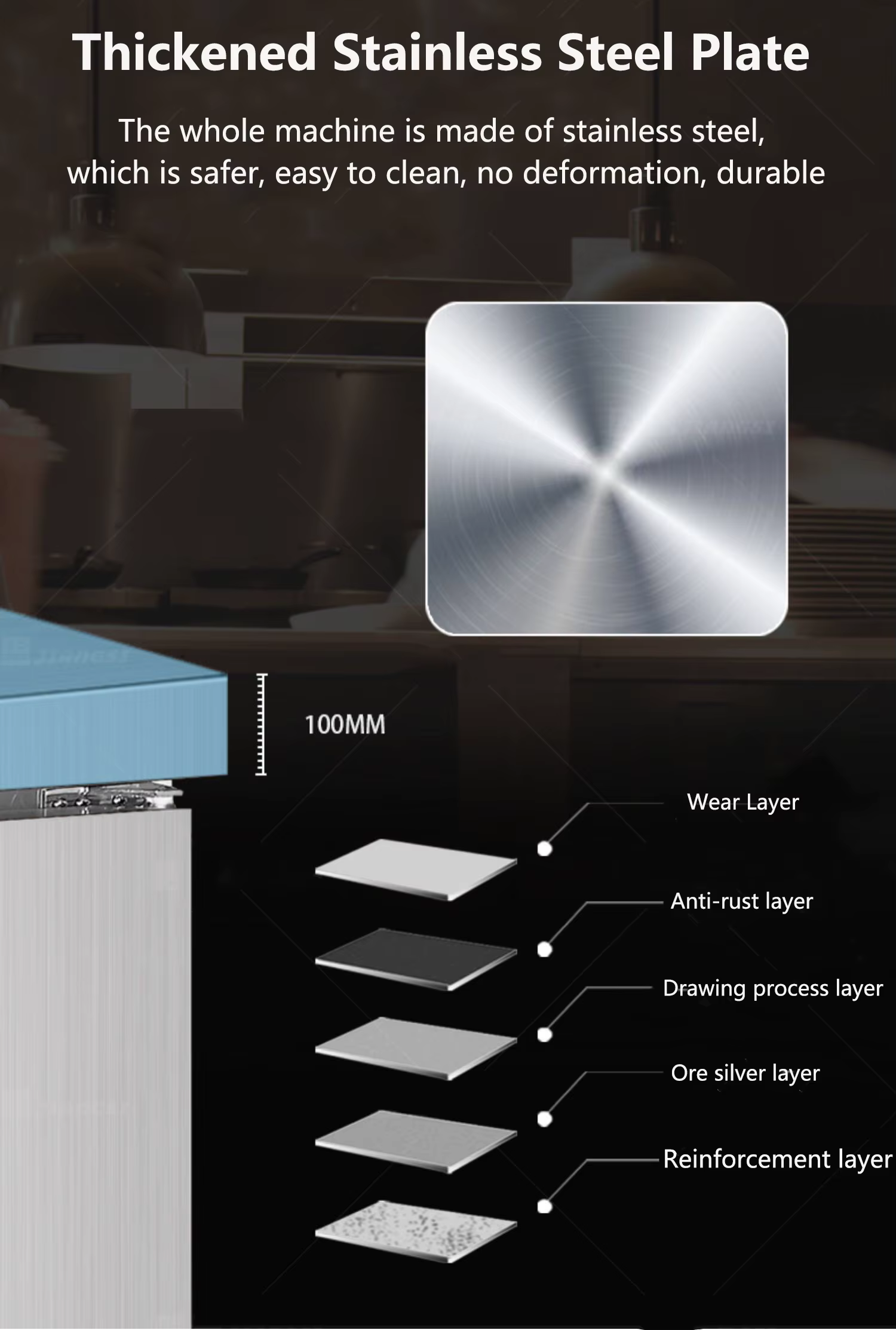 Special Design Drawer Freezer Work Table Counter Top Refrigerator — image 4