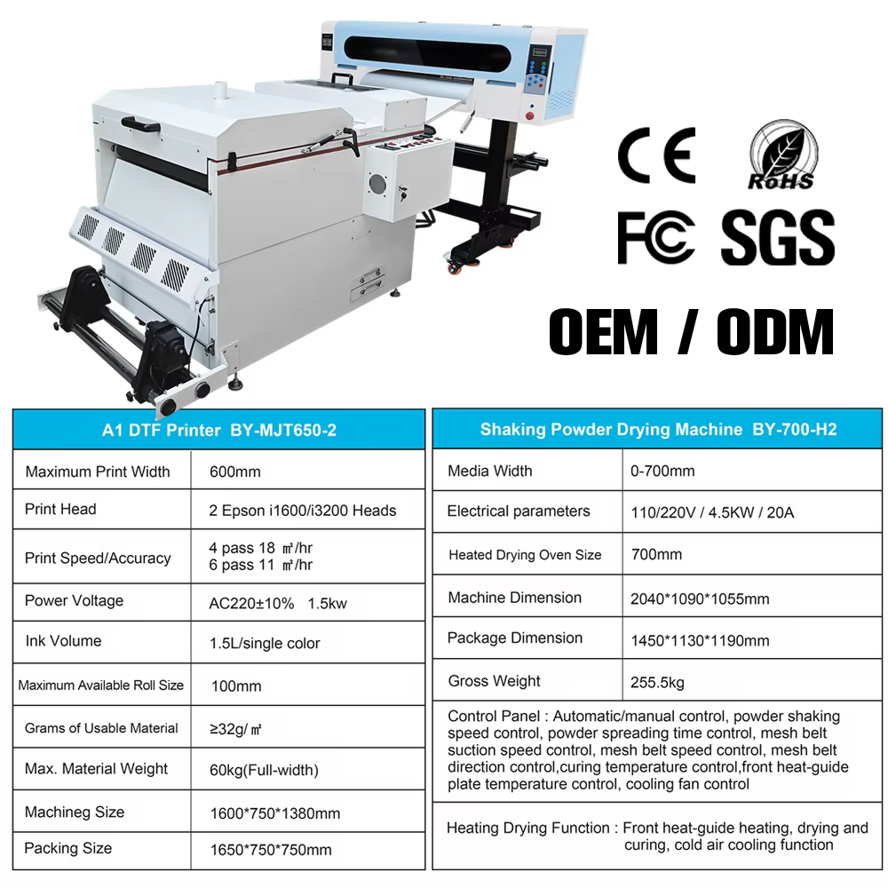 Baiyin 24" DTF Printer 60cm 2 Head Epson I3200 Industrial Printer with Powder Shaker — image 7