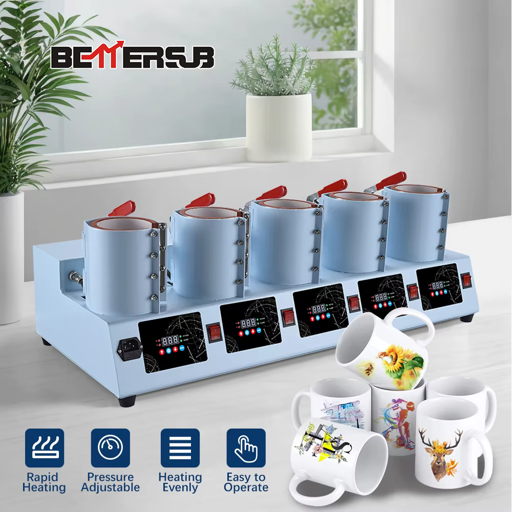 Baiyin 5 in 1 11oz Ceramic Mug Transfer Sublimation Heat Press Machine — image 2