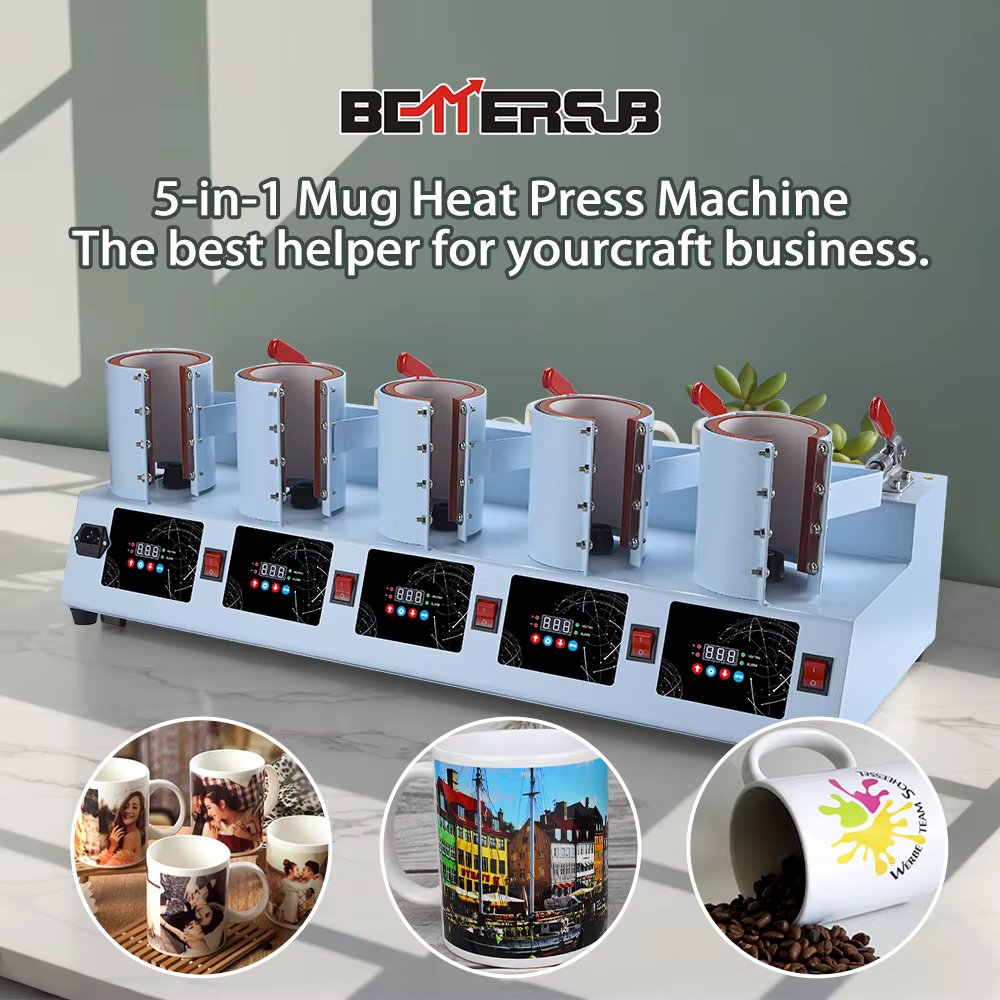Baiyin 5 in 1 11oz Ceramic Mug Transfer Sublimation Heat Press Machine — image 3