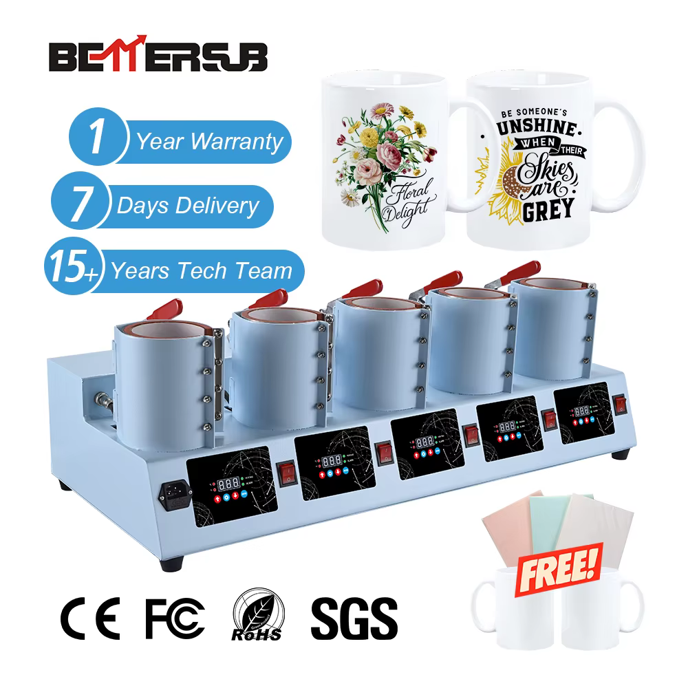 Baiyin 5 in 1 11oz Ceramic Mug Transfer Sublimation Heat Press Machine — image 5