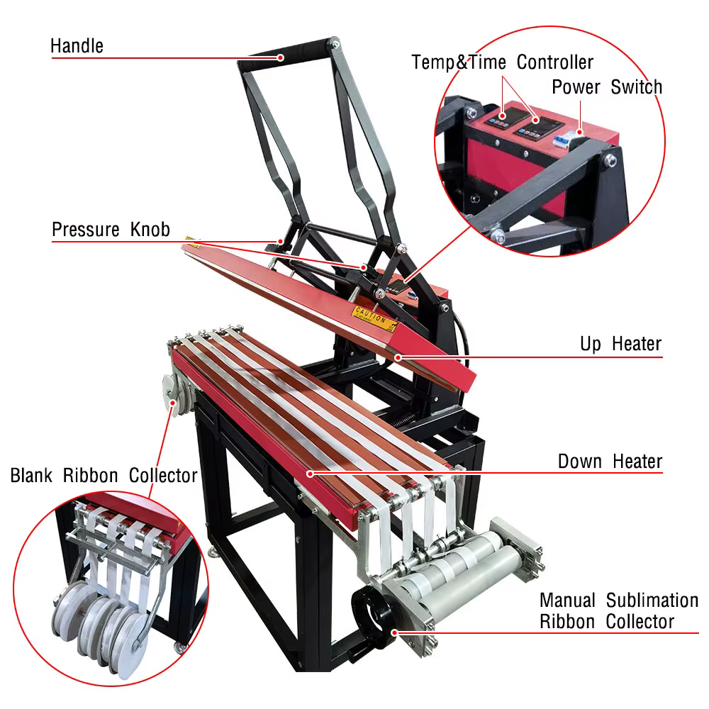 Baiyin 25x100cm Ribbon Heat Press Manual Sublimation Lanyard Machine — image 3