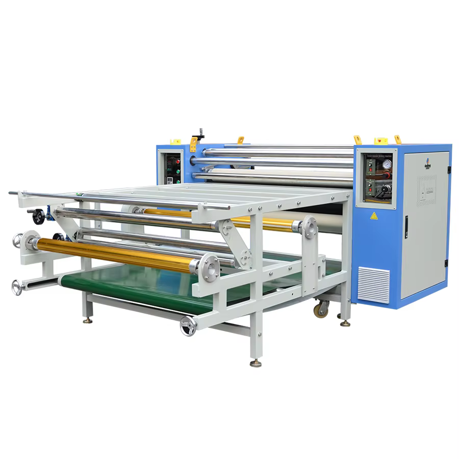 High Configuration Upper Feeding Table Roll To Piece Oil Heating Drum 420mm Sublimation Fabric Heat Transfer Calander — image 2