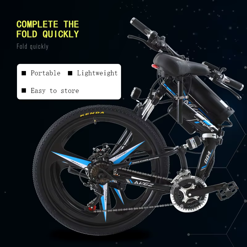 26 Inch Carbon Steel Foldable Electric Mountain Bike — image 3