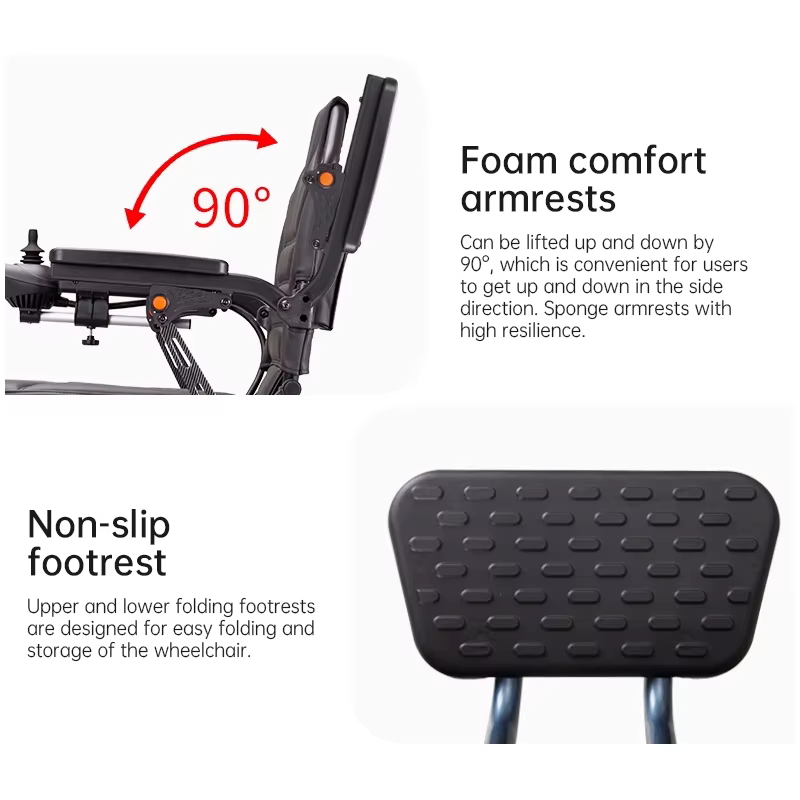 Aluminum Alloy 150kg Load Capacity Remote Control Foldable Electric Wheelchair — image 5