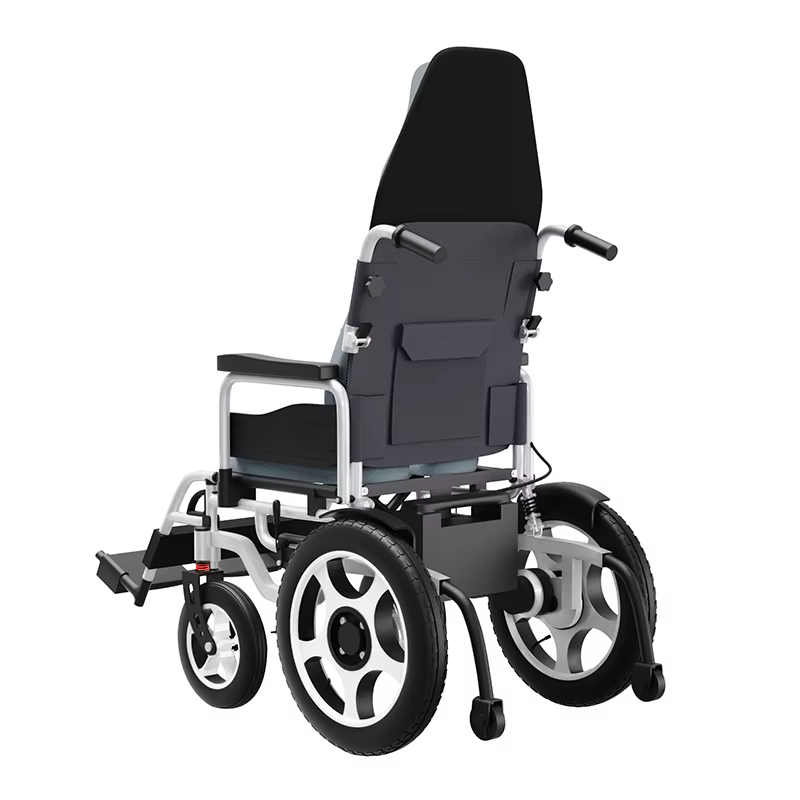 Fast Speed Safety Elderly High Backrest Electromagnetic Brake 4 Wheeled Reclining Electric Wheelchair — image 5