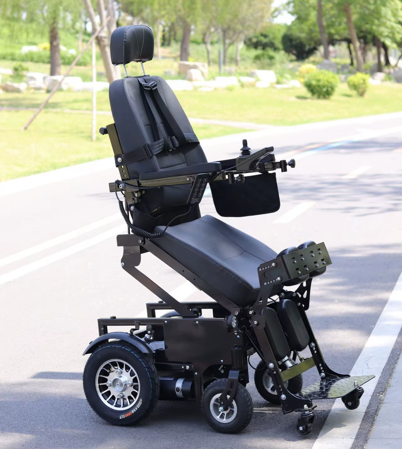Automatically Standing Up Durable Stainless Steel Electric Wheelchair with Rear Reclining — image 3