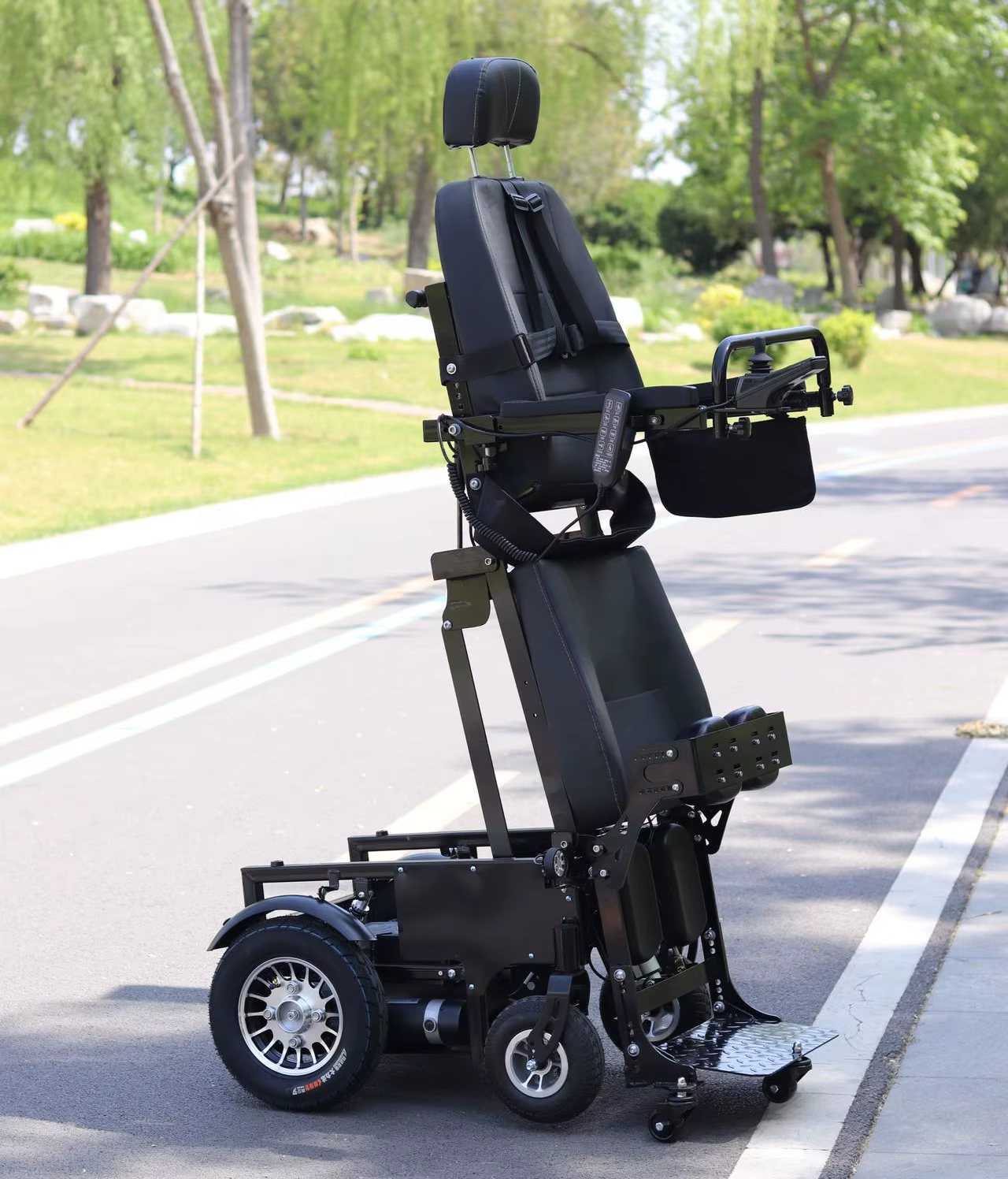 Automatically Standing Up Durable Stainless Steel Electric Wheelchair with Rear Reclining — image 6